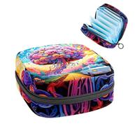Bolsa de almacenamiento de servilletas sanitarias, bolsa portátil para copa menstrual, bolsa para el primer período para mujeres y niñas, cerebro y autobús, bolso acolchado con cremallera 171