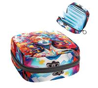 Bolsa de almacenamiento de servilletas sanitarias, bolsa portátil para copa menstrual, bolsa para el primer período para mujeres y niñas, cerebro y autobús, bolso acolchado con cremallera 127