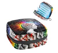Bolsa de almacenamiento de servilletas sanitarias, bolsa portátil para copa menstrual, bolsa para el primer período para mujeres y niñas, cerebro artístico-2294 monedero acolchado con cremallera