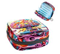 Bolsa de almacenamiento de servilletas sanitarias, bolsa portátil para copa menstrual, bolsa para el primer período para mujeres y niñas, cerebro y autobús, bolso acolchado con cremallera 281