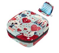 Bolsa de almacenamiento de servilletas sanitarias, bolsa portátil para copa menstrual, bolsa para el primer período para mujeres y niñas, feliz día de San Valentín, corazón amor-50 cremallera