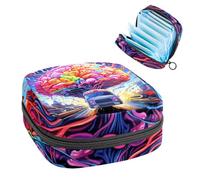 Bolsa de almacenamiento de servilletas sanitarias, bolsa portátil para copa menstrual, bolsa para el primer período para mujeres y niñas, cerebro y autobús, bolso acolchado con cremallera 105