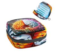 Bolsa de almacenamiento de servilletas sanitarias, bolsa portátil para copa menstrual, bolsa para el primer período para mujeres y niñas, cerebro artístico-2250 monedero acolchado con cremallera