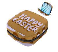 Bolsa de almacenamiento de servilletas sanitarias, bolsa portátil para copa menstrual, bolsa para el primer período para mujeres y niñas, Happy Easter-1018 con cremallera para menstruación, bolso