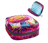 Bolsa de almacenamiento de servilletas sanitarias, bolsa portátil para copa menstrual, bolsa para el primer período para mujeres y niñas, cerebro y autobús, bolso acolchado con cremallera 28