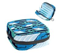 Bolsa de almacenamiento de servilletas sanitarias, bolsa portátil para copa menstrual, bolsa para el primer período para mujeres y niñas, bolsa acolchada con cremallera oceánica con cremallera de