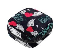 Bolsa de almacenamiento de servilletas sanitarias, bolsas de productos femeninos, bolsa portátil para niñas y mujeres, alas de amor con Follow Your Heart, Varios colores, 4.7x6.6x6.6 in/12x17x17 cm