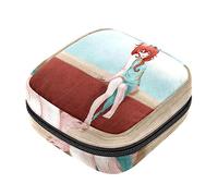 Bolsa de almacenamiento de servilletas sanitarias, bolsas de productos femeninos, bolsa portátil para niñas, mujeres, señoras, la niña sentada en la pared, Varios colores, 4.7x6.6x6.6 in/12x17x17 cm