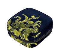 Bolsa de almacenamiento de servilletas sanitarias, bolsas de productos femeninos, bolsa portátil para kit de período para niñas, mujeres, mujeres, pulpo, negro, Varios colores, 4.7x6.6x6.6 in/12x17x17 cm