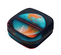 Bolsa de almacenamiento de servilletas sanitarias, bolsas de productos femeninos, bolsa portátil para niñas, mujeres, señoras, mapa de la tierra, globo, Varios colores, 4.7x6.6x6.6 in/12x17x17 cm