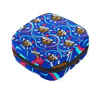 Bolsa de almacenamiento de servilletas sanitarias, bolsas de productos femeninos, bolsa portátil para niñas y mujeres, bebida de coco tropical azul oscuro, Varios colores, 4.7x6.6x6.6 in/12x17x17 cm