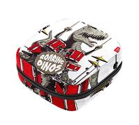 Bolsa de almacenamiento de servilletas sanitarias, bolsas de productos femeninos, bolsa portátil para niñas y mujeres, tambor de batido de dinosaurios de rock, Varios colores, 4.7x6.6x6.6 in/12x17x17 cm