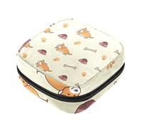 Bolsa de almacenamiento de servilletas sanitarias, bolsas de productos femeninos, bolsa portátil para niñas y mujeres, lindo patrón de hueso de pata de perro corgi galés, Varios colores, 4.7x6.6x6.6 in/12x17x17 cm