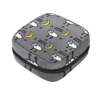 Bolsa de almacenamiento de servilletas sanitarias, bolsas de productos femeninos, bolsa portátil para niñas y mujeres, patrón de ovejas para dormir con fondo gris, Varios colores, 4.7x6.6x6.6 in/12x17x17 cm