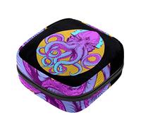 Bolsa de almacenamiento de servilletas sanitarias, bolsas de productos femeninos, bolsa portátil para kit de período para niñas, mujeres, señoras, pulpo, animal, Varios colores, 4.7x6.6x6.6 in/12x17x17 cm