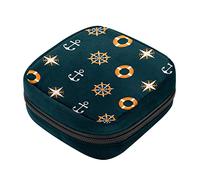 Bolsa de almacenamiento de servilletas sanitarias, bolsas de productos femeninos, bolsa portátil para niñas y mujeres, patrón de ancla de brújula marina, Varios colores, 4.7x6.6x6.6 in/12x17x17 cm