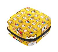 Bolsa de almacenamiento de servilletas sanitarias, bolsas de productos femeninos, bolsa portátil para niñas, mujeres, señoras, perros amarillos, corgi, Varios colores, 4.7x6.6x6.6 in/12x17x17 cm