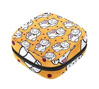 Bolsa de almacenamiento de servilletas sanitarias, bolsas de productos femeninos, bolsa portátil para niñas y mujeres, lindo Japón dibujos animados gatos de la suerte peces amarillo, Varios colores, 4.7x6.6x6.6 in/12x17x17 cm