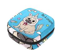Bolsa de almacenamiento de servilletas sanitarias, bolsas de productos femeninos, bolsa portátil para niñas, mujeres, señoras, divertido perro carlino ser un unicornio, Varios colores, 4.7x6.6x6.6 in/12x17x17 cm
