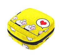 Bolsa de almacenamiento de servilletas sanitarias, bolsas de productos femeninos, bolsa portátil para niñas y mujeres, lindo animal oveja historia de amor, Varios colores, 4.7x6.6x6.6 in/12x17x17 cm