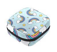 Bolsa de almacenamiento de servilletas sanitarias, bolsas de productos femeninos, bolsa portátil para niñas y mujeres, colorido arco iris, nube blanca, estrella amarilla, Varios colores, 4.7x6.6x6.6 in/12x17x17 cm