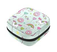 Bolsa de almacenamiento de servilletas sanitarias, bolsas de productos femeninos, bolsa portátil para niñas y mujeres, dibujos animados, unicornio, arcoíris, dona, globo, caramelo, verde claro, Varios colores, 4.7x6.6x6.6 in/12x17x17 cm