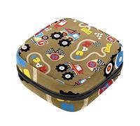 Bolsa de almacenamiento de servilletas sanitarias, bolsas de productos femeninos, bolsa portátil para niñas, mujeres, señoras, Monster Truck Race, Varios colores, 4.7x6.6x6.6 in/12x17x17 cm