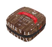 Bolsa de almacenamiento de servilletas sanitarias, bolsas de productos femeninos, bolsa portátil para niñas, mujeres, mujeres, mujeres, Navidad, borde nevado y textura de madera, Varios colores, 4.7x6.6x6.6 in/12x17x17 cm