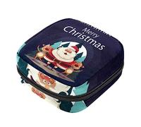 Bolsa de almacenamiento de servilletas sanitarias, bolsas de productos femeninos, bolsa portátil para niñas, mujeres, señoras, Papá Noel feliz con renos divertidos, Varios colores, 4.7x6.6x6.6 in/12x17x17 cm