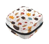 Bolsa de almacenamiento de servilletas sanitarias, bolsas de productos femeninos, bolsa portátil para niñas y mujeres, hoja de otoño, lindo erizo y hongo, Varios colores, 4.7x6.6x6.6 in/12x17x17 cm