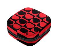 Bolsa de almacenamiento de servilletas sanitarias, bolsas de productos femeninos, bolsa portátil para niñas, mujeres, damas, rojo, negro, corazón, mosaico, cuadrado, Varios colores, 4.7x6.6x6.6