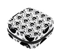 Bolsa de almacenamiento de servilletas sanitarias, bolsas de productos femeninos, bolsa portátil para niñas y mujeres, patrón de calavera negra y flores, tablero de arte 1-01, Varios colores, 4.7x6.6x6.6 in/12x17x17 cm
