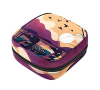 Bolsa de almacenamiento de servilletas sanitarias, bolsas de productos femeninos, bolsa portátil para niñas, mujeres, señoras, pajarito en el lago del atardecer, Varios colores, 4.7x6.6x6.6 in/12x17x17 cm