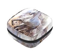 Bolsa de almacenamiento de servilletas sanitarias, bolsas de productos femeninos, bolsa portátil para niñas y mujeres, caballo de acuarela blanca, Varios colores, 4.7x6.6x6.6 in/12x17x17 cm