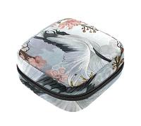 Bolsa de almacenamiento de servilletas sanitarias, bolsas de productos femeninos, bolsa portátil para niñas y mujeres, elegante patrón de grúa blanca, Varios colores, 4.7x6.6x6.6 in/12x17x17 cm