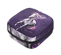 Bolsa de almacenamiento de servilletas sanitarias, bolsas de productos femeninos, bolsa portátil para niñas, mujeres, mujeres, sueños, leyenda, unicornio, morado, Varios colores, 4.7x6.6x6.6 in/12x17x17 cm