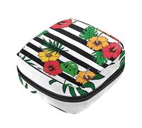 Bolsa de almacenamiento de servilletas sanitarias, bolsas de productos femeninos, bolsa portátil para niñas y mujeres, hojas florales tropicales, rayas negras y blancas, Varios colores, 4.7x6.6x6.6 in/12x17x17 cm