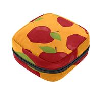 Bolsa de almacenamiento de servilletas sanitarias, bolsas de productos femeninos, bolsa portátil para niñas y mujeres, patrón colorido de manzanas dibujadas a mano, Varios colores, 4.7x6.6x6.6 in/12x17x17 cm