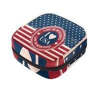 Bolsa de almacenamiento de servilletas sanitarias, bolsas de productos femeninos, bolsa portátil para niñas, mujeres, señoras, I Love Estados Unidos, bandera americana, rayas y estrellas, Varios colores, 4.7x6.6x6.6 in/12x17x17 cm