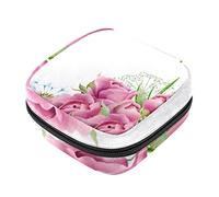 Bolsa de almacenamiento de servilletas sanitarias, bolsas de productos femeninos, bolsa portátil para niñas, mujeres, damas, acuarela, rosas, hojas, diente de león, Varios colores, 4.7x6.6x6.6 in/12x17x17 cm