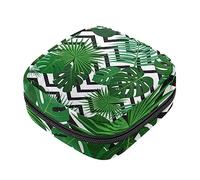 Bolsa de almacenamiento de servilletas sanitarias, bolsas de productos femeninos, bolsa portátil para niñas y mujeres, hojas de palma tropicales exóticas de la selva con zig zag blanco y negro, Varios
