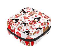 Bolsa de almacenamiento de servilletas sanitarias, bolsas de productos femeninos, bolsa portátil para niñas y mujeres, muñecas japonesas Kokeshi, Varios colores, 4.7x6.6x6.6 in/12x17x17 cm