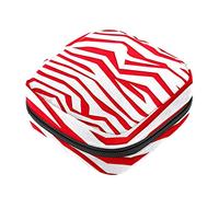 Bolsa de almacenamiento de servilletas sanitarias, bolsas de productos femeninos, bolsa portátil para niñas y mujeres, fondo de impresión de cebra roja y blanca, Varios colores, 4.7x6.6x6.6 in/12x17x17 cm