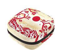 Bolsa de almacenamiento de servilletas sanitarias, bolsas de productos femeninos, bolsa portátil para kit de período para niñas, mujeres, señoras, Año Nuevo de Japón, Varios colores, 4.7x6.6x6.6 in/12x17x17 cm