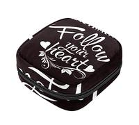 Bolsa de almacenamiento de servilletas sanitarias, bolsas de productos femeninos, bolsa portátil para niñas, mujeres, señoras, Follow Your Heart Black, Varios colores, 4.7x6.6x6.6 in/12x17x17 cm