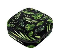 Bolsa de almacenamiento de servilletas sanitarias, bolsas de productos femeninos, bolsa portátil para niñas y mujeres, hojas verdes tropicales negras, Varios colores, 4.7x6.6x6.6 in/12x17x17 cm