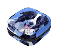 Bolsa de almacenamiento de servilletas sanitarias, bolsas de productos femeninos, bolsa portátil para niñas y mujeres, retrato de perro Collie con borde abstracto, 01, Varios colores, 4.7x6.6x6.6 in/12x17x17 cm