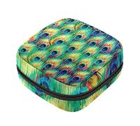 Bolsa de almacenamiento de servilletas sanitarias, bolsas de productos femeninos, bolsa portátil para niñas y mujeres, patrón de plumas de pavo real verde, Varios colores, 4.7x6.6x6.6 in/12x17x17 cm