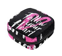 Bolsa de almacenamiento de servilletas sanitarias, bolsas de productos femeninos, bolsa portátil para niñas, mujeres, señoras, Follow Your Heart Black, Varios colores, 4.7x6.6x6.6 in/12x17x17 cm