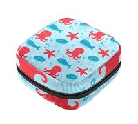 Bolsa de almacenamiento de servilletas sanitarias, bolsas de productos femeninos, bolsa portátil para niñas y mujeres, pulpo marino, estrella de mar, medusas, Varios colores, 4.7x6.6x6.6 in/12x17x17 cm